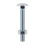 M6 x 50mm - Coach Bolt with Nut Grade 4.6 DIN 603 - BZP - Bag of 90