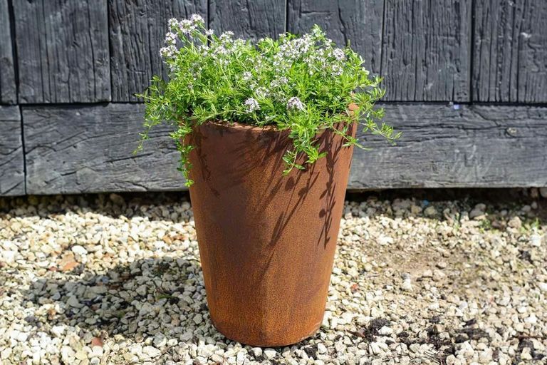 Corten Steel Tapered Cylinder Planter - 300mm x 200mm x 400mm