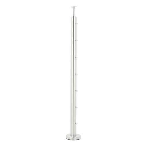 Stainless Steel Balustrade Corner Post Fully Assembled with Eye Bolts - 972mm Height x 48.3mm Diameter