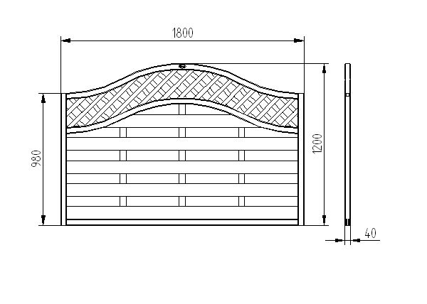 Pressure Treated Decorative Fence Panel - Europa Prague - 1800mm x 900mm