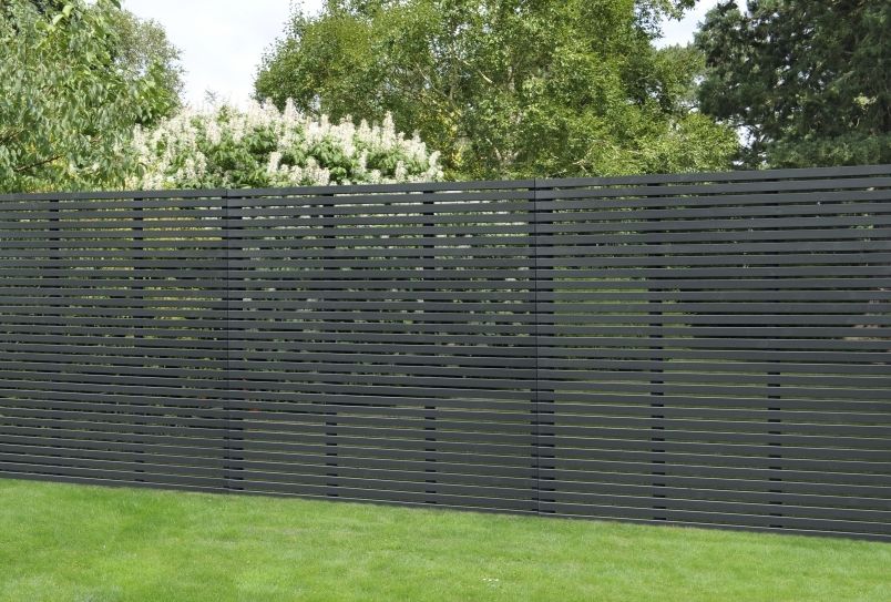 Contemporary Slatted Fence Panel - 1800mm x 1810mm Anthracite Grey