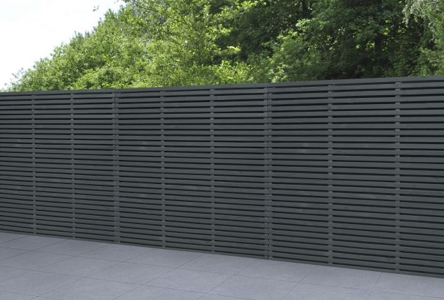 Contemporary Double Slatted Fence Panel - 1800mm x 1800mm Anthracite Grey