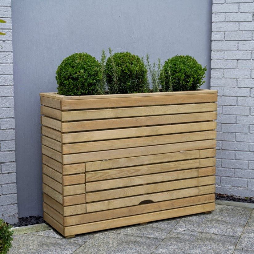 Tall Wooden Planter With Storage - 1200mm x 400mm