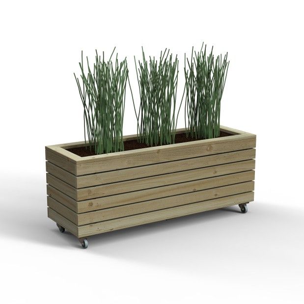 Long Wooden Planter With Wheels - 1200mm x 400mm