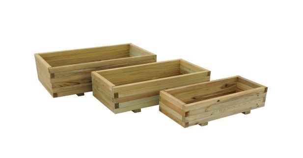 Durham Rectangular Wooden Planter - Set Of 3