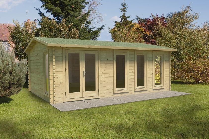 Blakedown Log Cabin - 24kg Polyester Felt No Underlay Double Glazed - 6000mm x 4000m