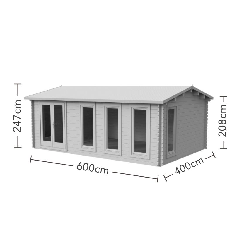 Blakedown Log Cabin - 24kg Polyester Felt No Underlay Double Glazed - 6000mm x 4000m