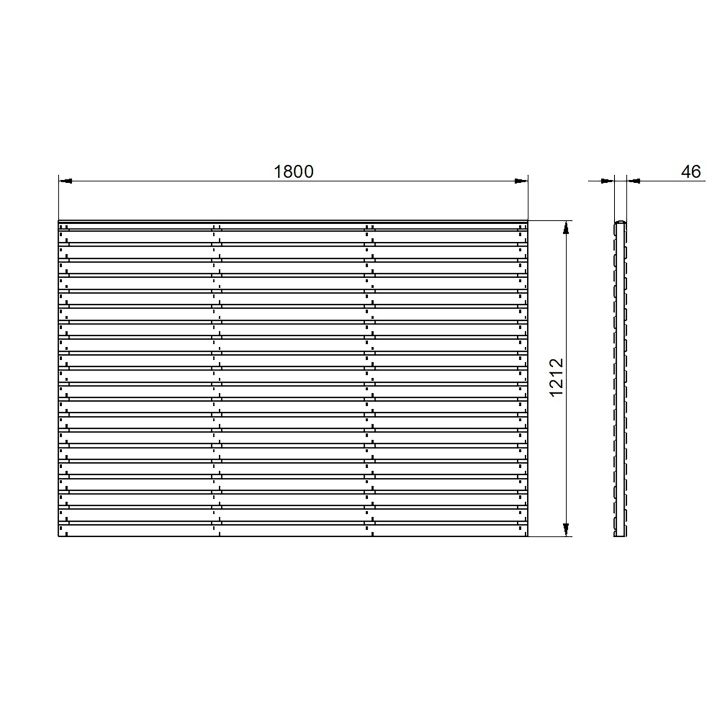 Pressure Treated Contemporary Double Slatted Fence Panel - 1800mm x 1500mm