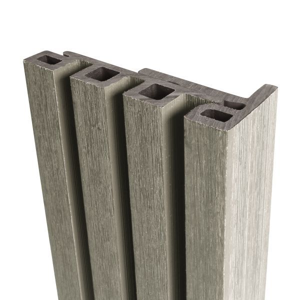 Composite Slatted Cladding End Trim - 3.6mtr Silver Birch