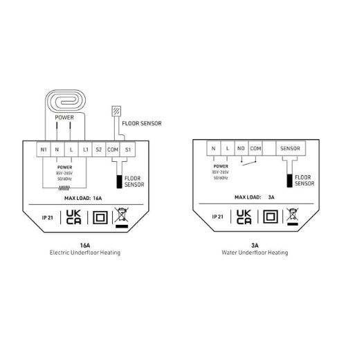 Fastwarm Smart WiFi Thermostat - 16 Amp Black