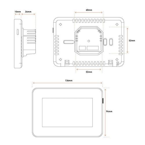 Fastwarm Touchscreen Thermostat - 16 Amp Black