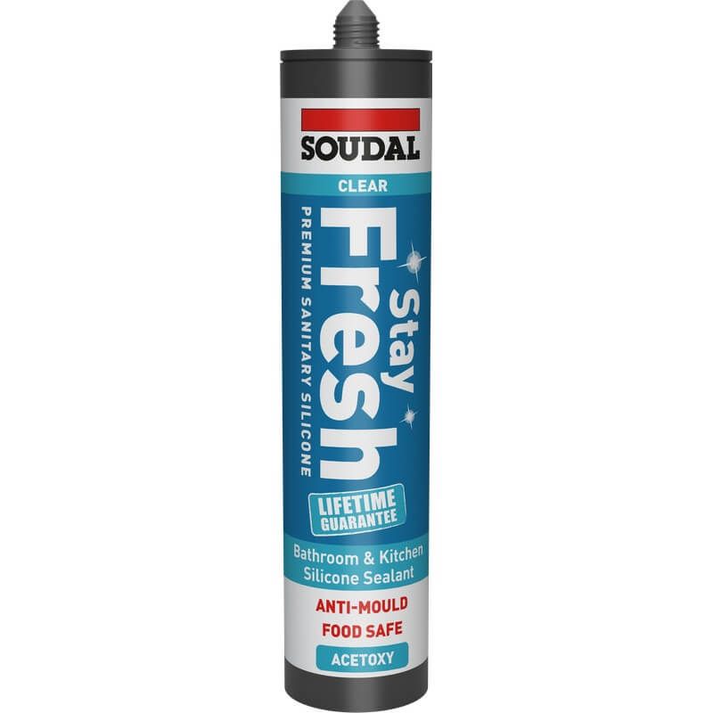 Soudal Stay Fresh Acetoxy Anti-Mould Silicone - Clear 290ml - Pack of 48