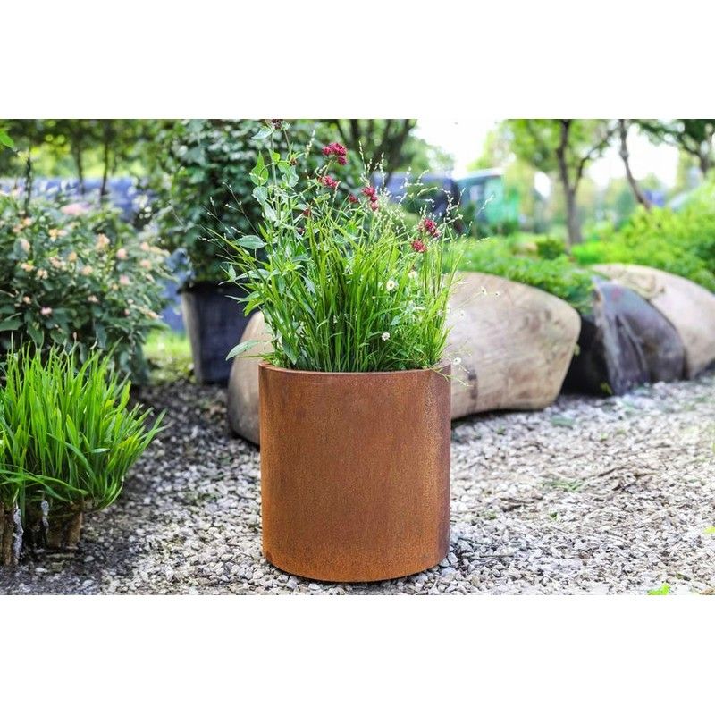 Corten Steel Straight Cylinder Planter - 500mm x 500mm