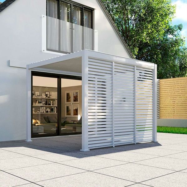 Proteus Pebble Grey Aluminium Pergola 1000mm Louvre Panel For 3m Side