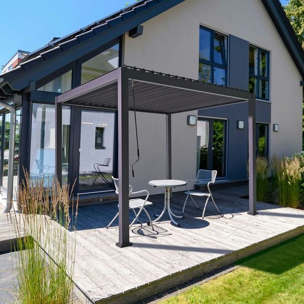 Proteus Aluminium Pergola - 4000mm x 3000mm Rectangular - Slate Grey