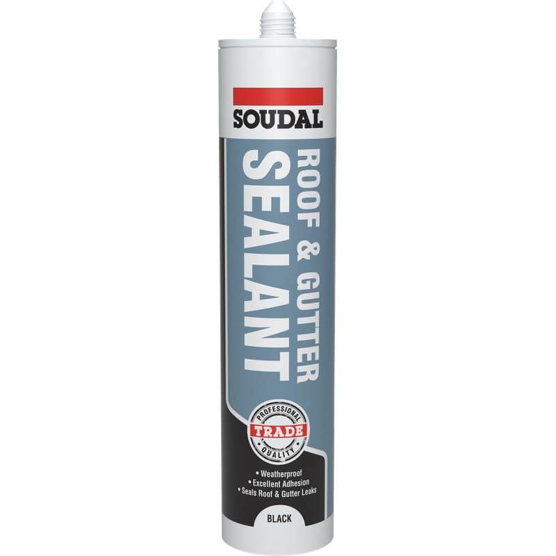 Soudal Roof & Gutter Sealant - Black 290ml - Pack of 60