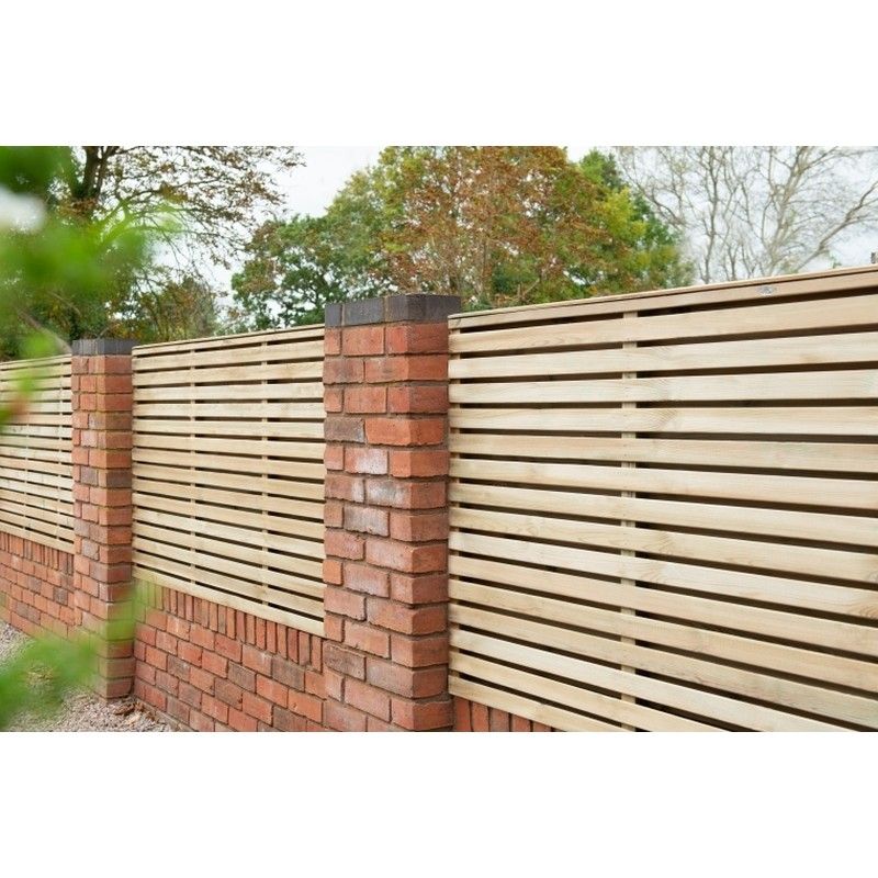 Pressure Treated Contemporary Double Slatted Fence Panel - 1800mm x 1200mm