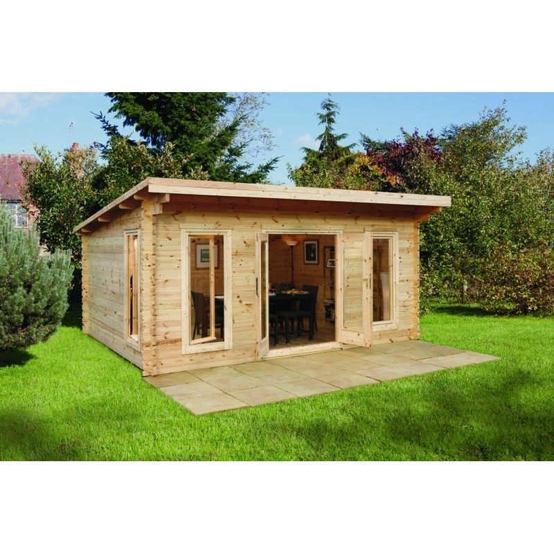 Mendip Log Cabin - 24kg Polyester Felt No Underlay Double Glazed - 5000mm x 4000mm
