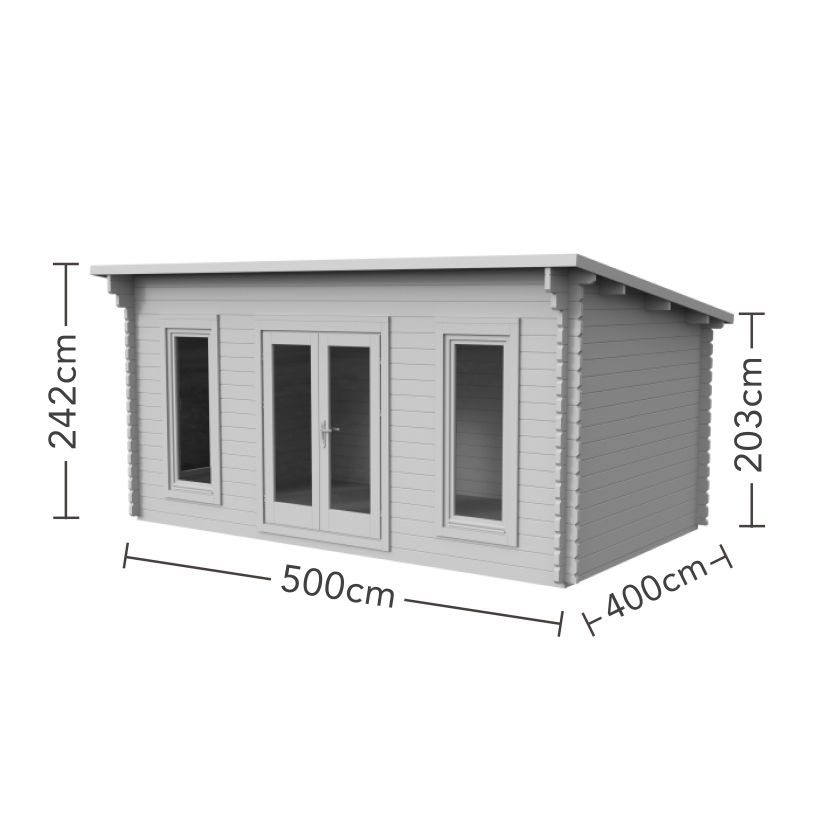 Mendip Log Cabin - 24kg Polyester Felt No Underlay Double Glazed - 5000mm x 4000mm