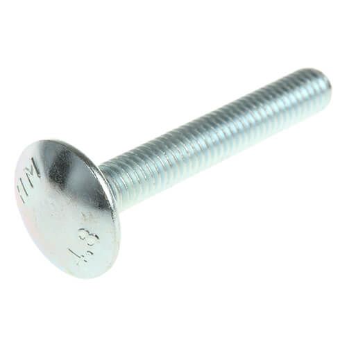 M6 x 50mm - Coach Bolt with Nut Grade 4.6 DIN 603 - BZP - Bag of 90