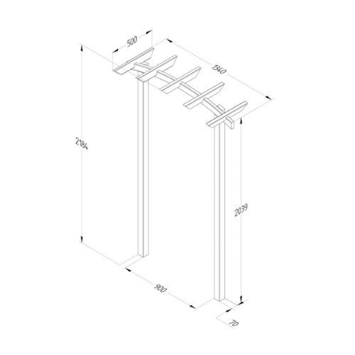 Wooden Garden Arch - Hanbury Dome Top - 2183mm x 1340mm x 500mm
