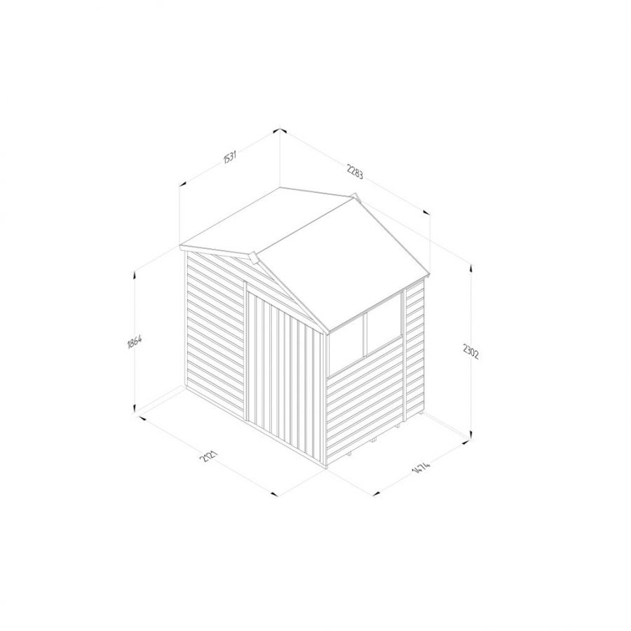 Forest Garden Shiplap Apex Shed - 2 Windows Double Door - 7' x 5'