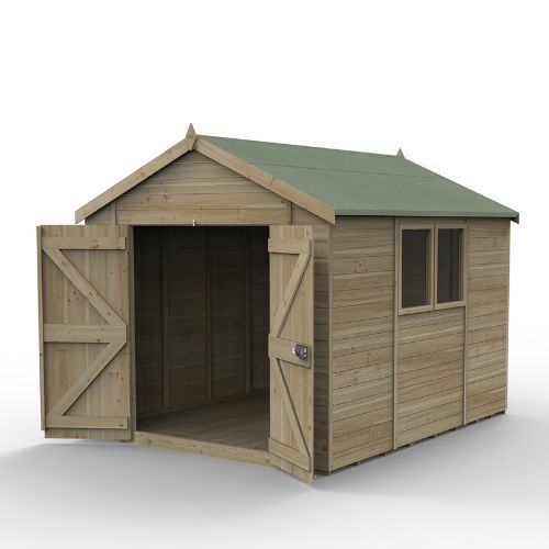 Forest Garden Tongue & Groove Apex Shed - Double Door - 10' x 8'
