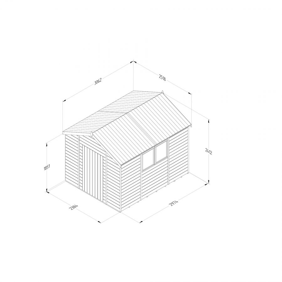 Forest Garden Tongue & Groove Apex Shed - 10' x 8'