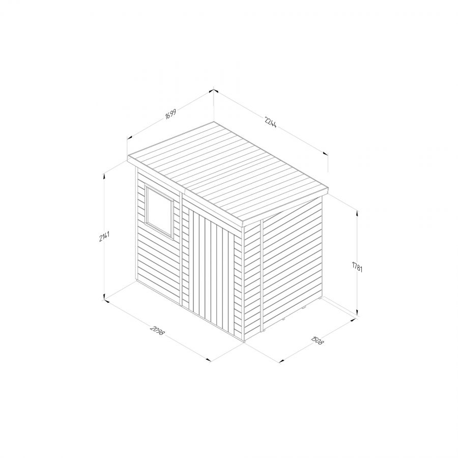 Forest Garden Tongue & Groove Pent Shed - 7' x 5'