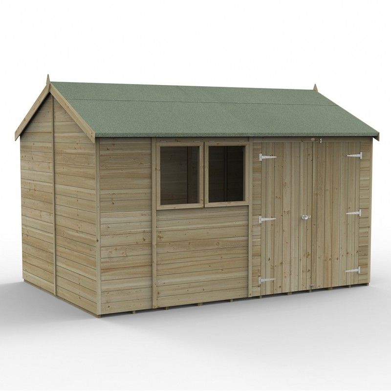 Forest Garden Tongue & Groove Reverse Apex Shed - Double Door - 12' x 8'