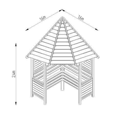Venetian Timber Corner Arbour - 2500mm x 2330mm x 1610mm